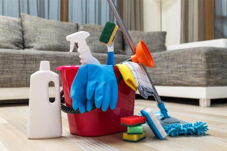 Professional cleaning service in action, showing a spotless home.